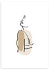 lámina decorativa de ilustración de mujer en tonos beige, estilo nórdico