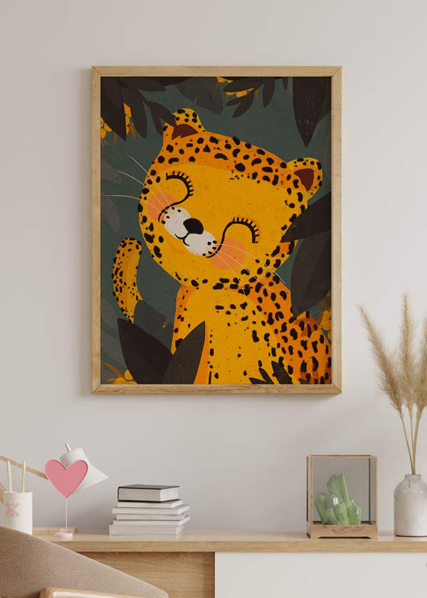 decoración con cuadros, ideas - lámina decorativa de ilustracion infantil de leopardo, colorido - kuadro