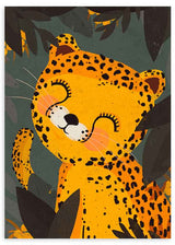 lámina decorativa de ilustracion infantil de leopardo, colorido - kuadro