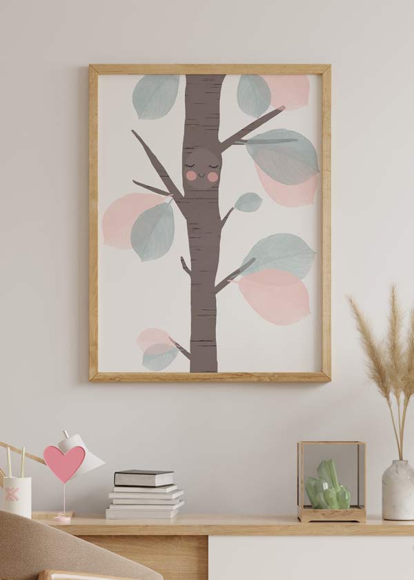 decoración con cuadros, ideas - lámina decorativa infantil de árbol y hojas de colores - kuadro