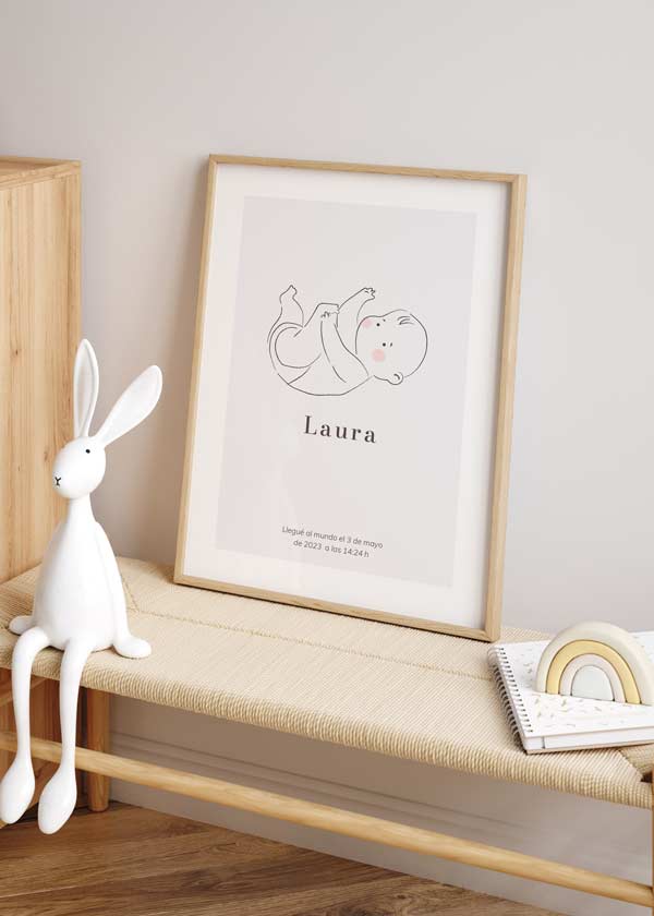 decoración con cuadros, ideas - cuadro personalizado para bebé recién nacido con nombre, fecha de nacimiento y hora - kuadro