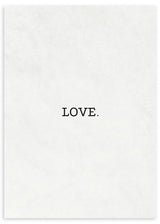 lámina decorativa minimalista en blanco y negro con palabra "Love" (amor)