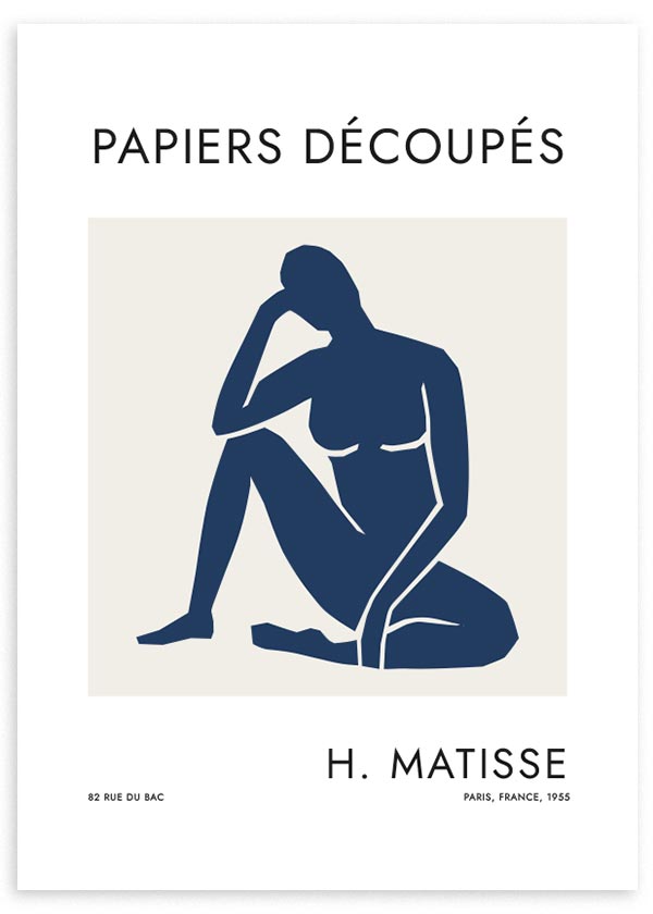 Lámina decorativa para  Cuadro moderno inspirado en el pintor Matisse - figura femenina, mujer