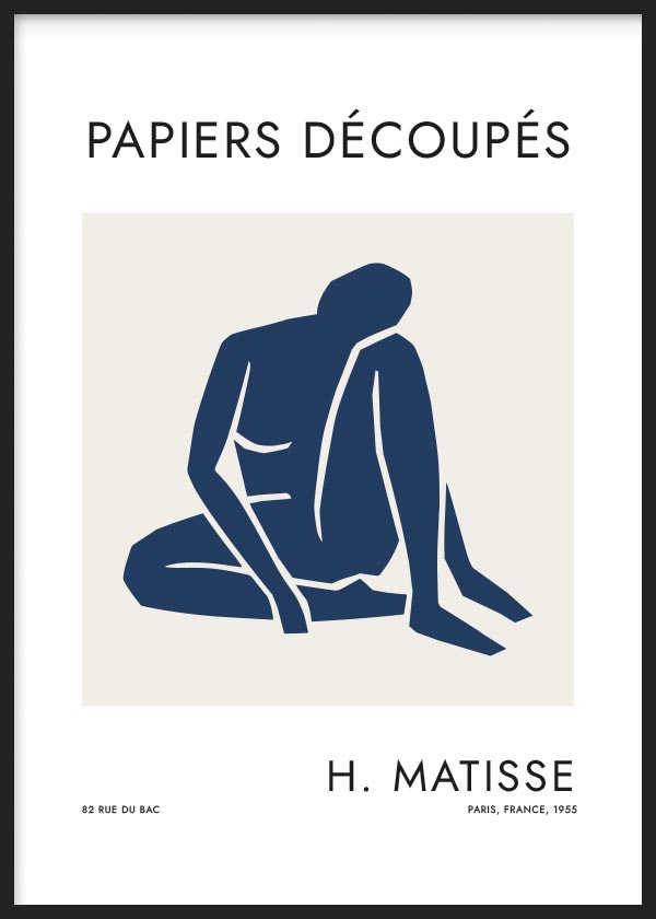  Cuadro moderno inspirado en el pintor Matisse - figura femenina, mujer  - marco negro