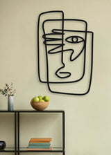 decoración con cuadros, ideas - cuadro metálico abstracto con cara, aluminio negro - kuadro
