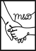 cuadro metálico personalizado para parejas o amistades de manos y nombres con iniciales, regalo - kuadro