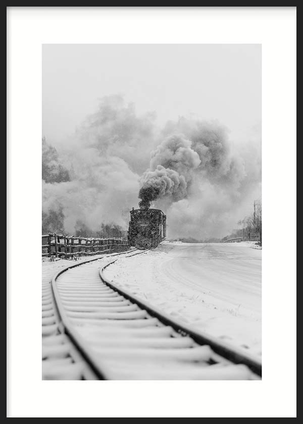 cuadro y lámina decorativa fotográfica de tren sobre paisaje nevado - kuadro