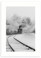 lámina decorativa fotográfica de tren sobre paisaje nevado - kuadro