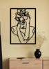 decoración con cuadros, ideas - cuadro metálico de mujer y flores, aluminio negro - kuadro