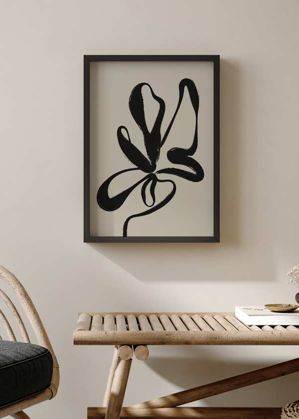 decoración con cuadros, ideas - lámina decorativa de ilustración de flor en estilo abstracto y moderno