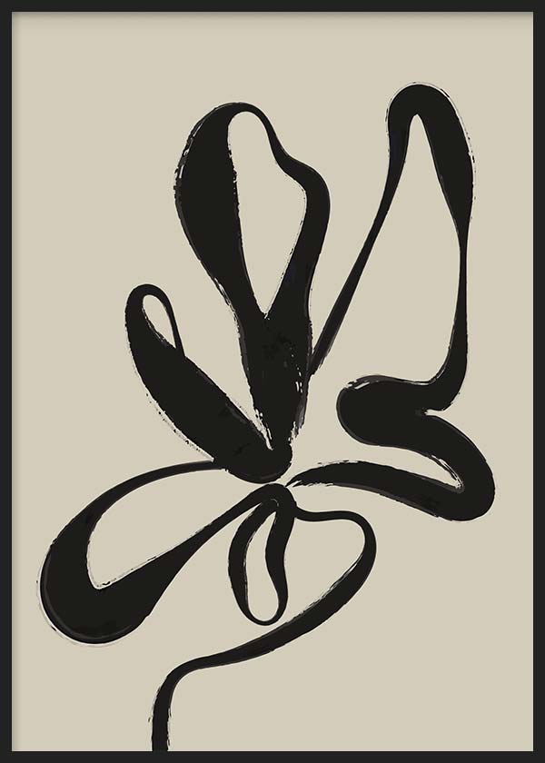 cuadro con lámina decorativa de ilustración de flor en estilo abstracto y moderno