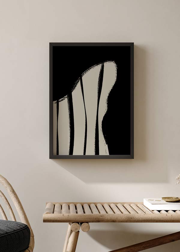 decoración con cuadros, ideas - lámina decorativa abstracta en colores negro y beige