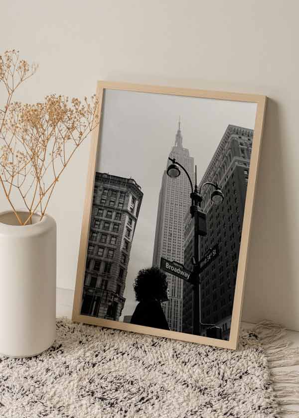 decoración con cuadros, ideas - lámina decorativa fotográfica en blanco y negro de broadway, Nueva york - kuadro