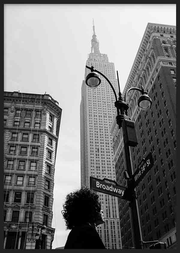 cuadro lámina decorativa fotográfica en blanco y negro de broadway, Nueva york - kuadro