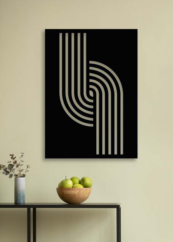 decoración con cuadros, ideas - cuadro metálico moderno, geométrico y minimalista de aluminio negro - kuadro