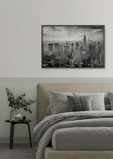 decoración con cuadros, ideas - lámina decorativa fotográfica en blanco y negro de ciudad de Nueva York, cuadro apaisado, horizontal - kuadro
