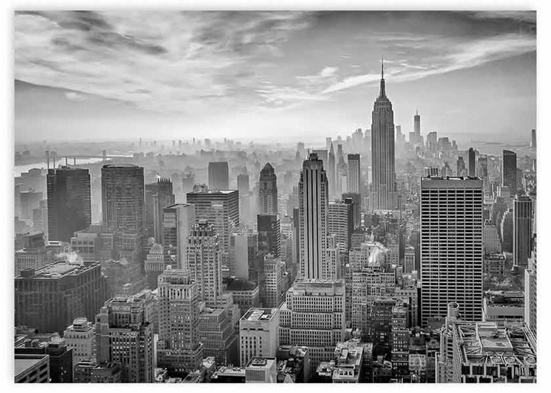 lámina decorativa fotográfica en blanco y negro de ciudad de Nueva York, cuadro apaisado, horizontal - kuadro
