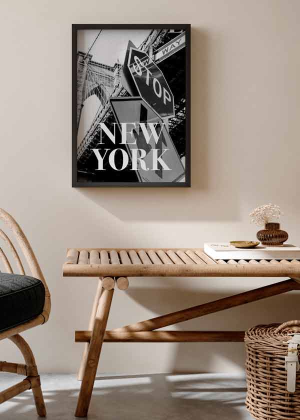 decoración con cuadros, ideas - lámina decorativa fotográfica en blanco y negro de Nueva York -  kuadro