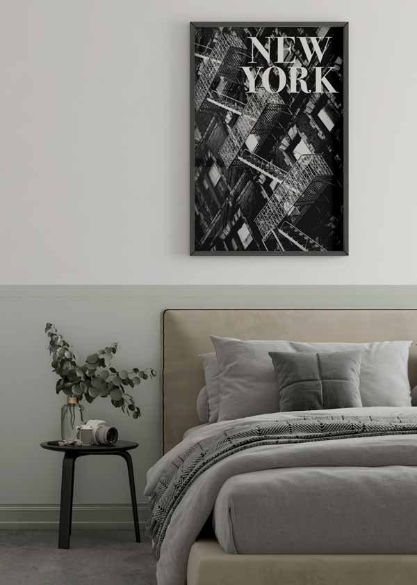 decoración con cuadros, ideas - lámina decorativa fotográfica en blanco y negro de Nueva York, tipo magazine - kuadro
