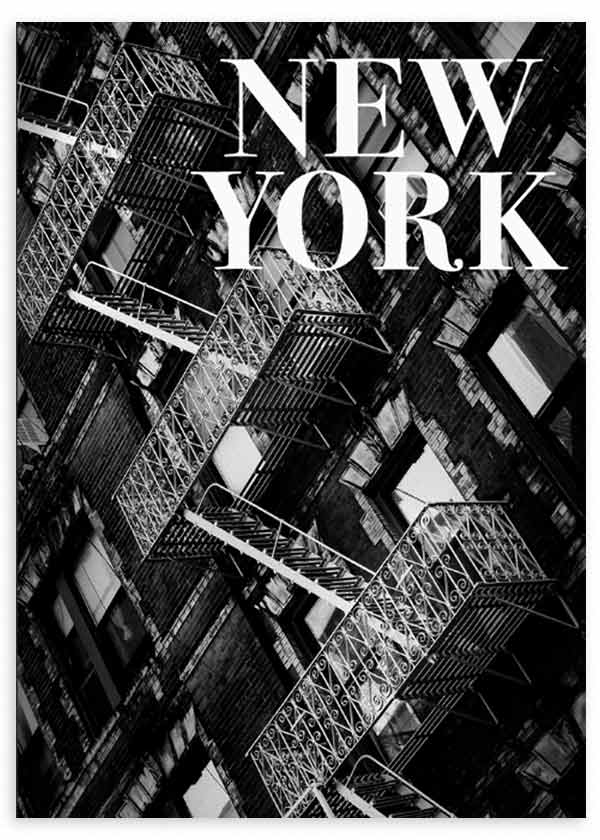 lámina decorativa fotográfica en blanco y negro de Nueva York, tipo magazine - kuadro
