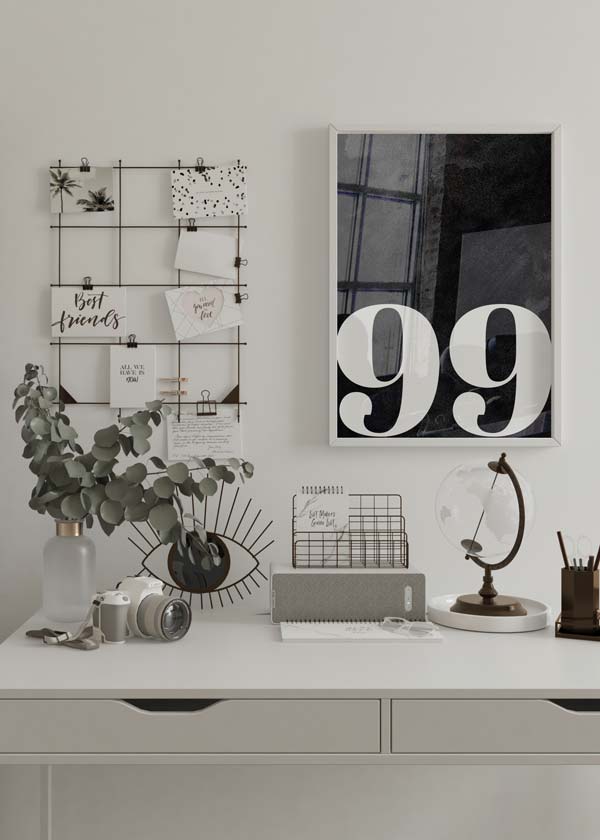 Decoración con cuadros, ideas -  cuadro minimalista y en blanco y negro con el número 100