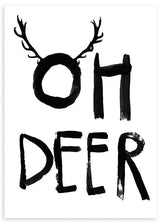 lámina decorativa navideña con frase "Oh Deer" en blanco y negro - kuadro