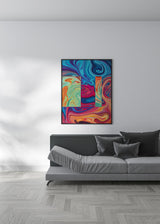 Decoración con cuadros, ideas -  cuadro efecto óleo digital colorido. Ondas y texturas abstractas. Lámina decorativa.