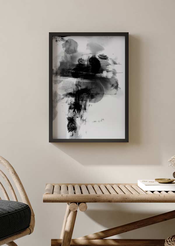 decoración con cuadros, ideas - lámina decorativa abstracta y colorida, ilustración blanco y negro- kuadro