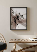 decoración con cuadros, ideas - lámina decorativa abstracta y colorida con efecto pintura en tonos beige y negros - kuadro