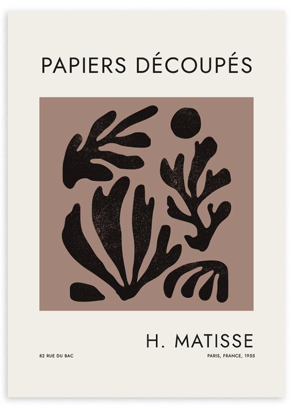 lámina decorativa para cuadro abstracto en tonos marrones inspirado en el pintor Matisse
