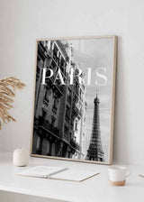 decoración con cuadros, ideas - lámina decorativa de fotografía en blanco y negro de la ciudad de parís con la Torre Eiffel - kuadro