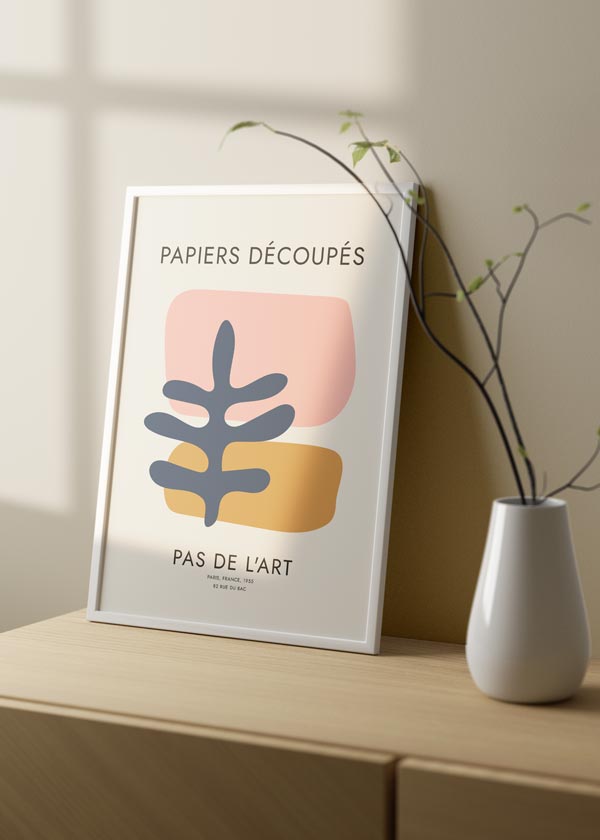 Decoración con cuadros, ideas -  cuadro abstracto con ilustración de planta inspirado en el pintor Matisse