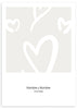 lámina decorativa personalizada para parejas o amistades con ilustración de corazones en color beige. Cuadro personalizado para parejas.
