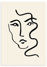 lámina decorativa de ilustración artística de rostro de mujer sobre fondo beige - kuadro