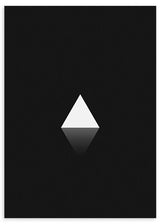 lámina decorativa cuadro geométrico y minimalista con prisma blanco y fondo negro. Lámina decorativa.