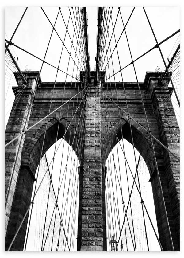 lámina decorativa de fotografía del puente de Brooklyn en blanco y negro