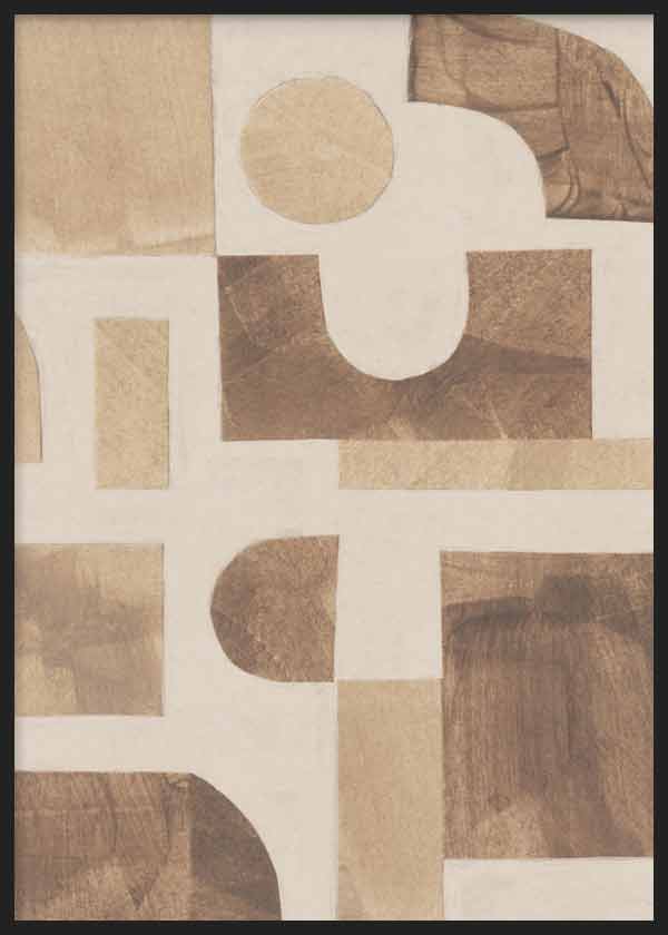 cuadro y lámina decorativa de collage abstracto en tonos marrones, madera - kuadro
