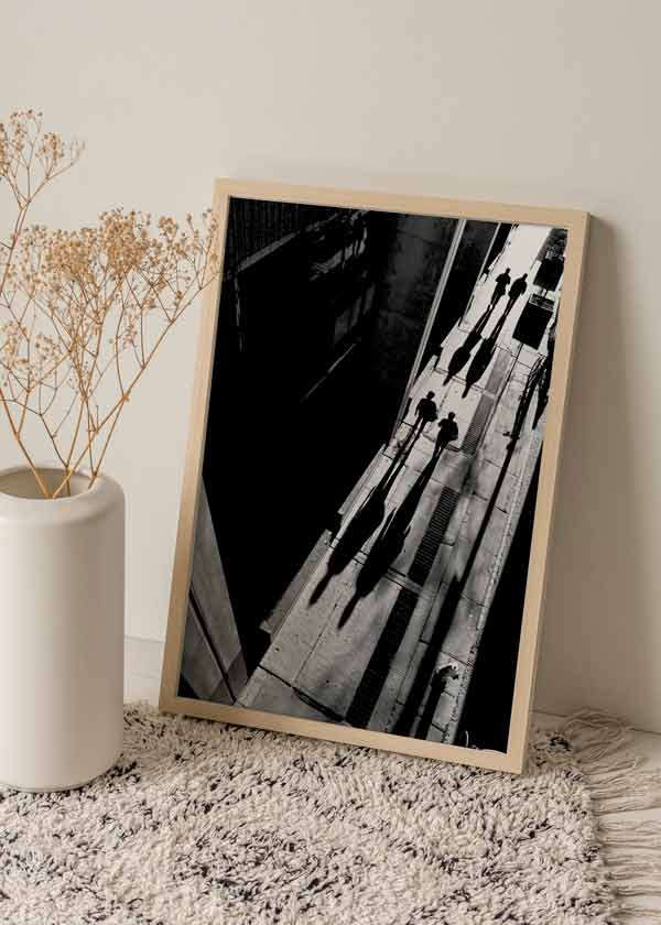 decoración con cuadros, ideas - lámina decorativa fotografica en blanco y negro de calle con personas - kuadro