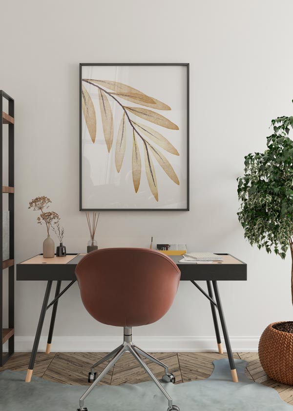 Decoración con cuadros, ideas -  lámina decorativa de rama con hojas en tonos marrones. ilustración floral