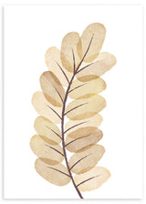 lámina decorativa de rama con hojas en tonos marrones, ilustración floral