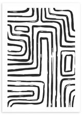 lámina decorativa abstracta en blanco y negro de líneas. Ilustración laberinto
