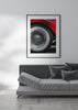 Decoración con cuadros, ideas -  cuadro fotografía de rueda de coche vintage rojo. Lámina decorativa de foto de una rueda de un coche vintage en color rojo.