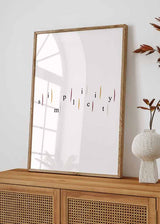 decoración con cuadros, ideas - lámina decorativa con frase simplicity, minimalista y moderna, estilo decoración nórdico