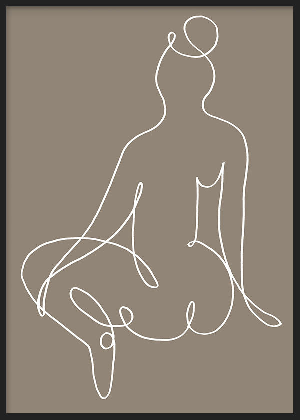 cuadro lámina decorativa abstracta de ilustración artística de mujer sobre fondo marrón - kuadro