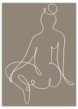 lámina decorativa abstracta de ilustración artística de mujer sobre fondo marrón - kuadro