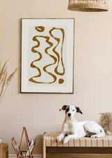 decoración con cuadros, ideas - lámina decorativa abstracta en colores marrón y beige, con formas - kuadro