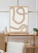 decoración con cuadros, ideas - lámina decorativa abstracta y nórdica con formas en beige - kuadro