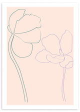 lámina decorativa ilustración de flores sobre fondo rosado / color crema