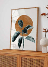 decoración con cuadros, ideas - lámina decorativa de flor y sol en estilo decorativo nórdico y abstracto - kuadro