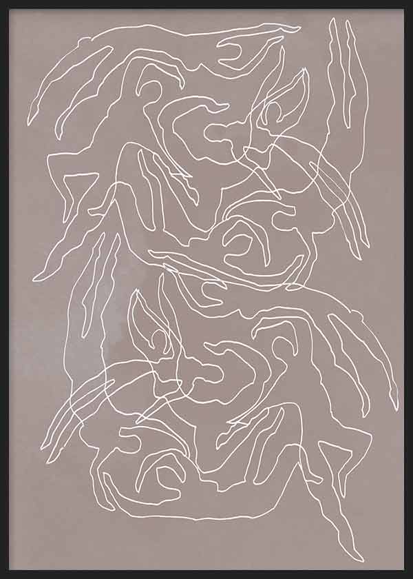 cuadro lámina decorativa abstracta en tono pastel, ilustración de cuerpos - kuadro